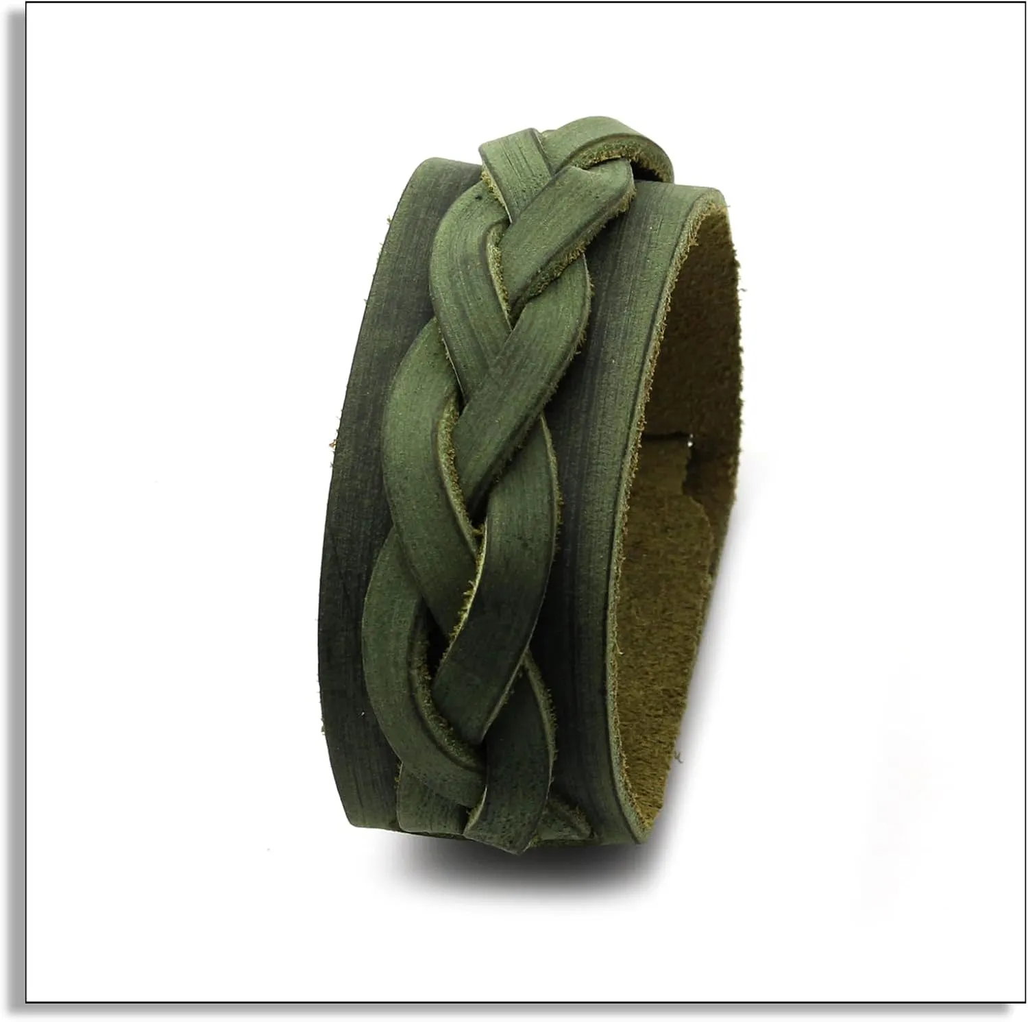 Punk Rock Braided Wide Leather Bracelet Adjustable Cuff Bracelet