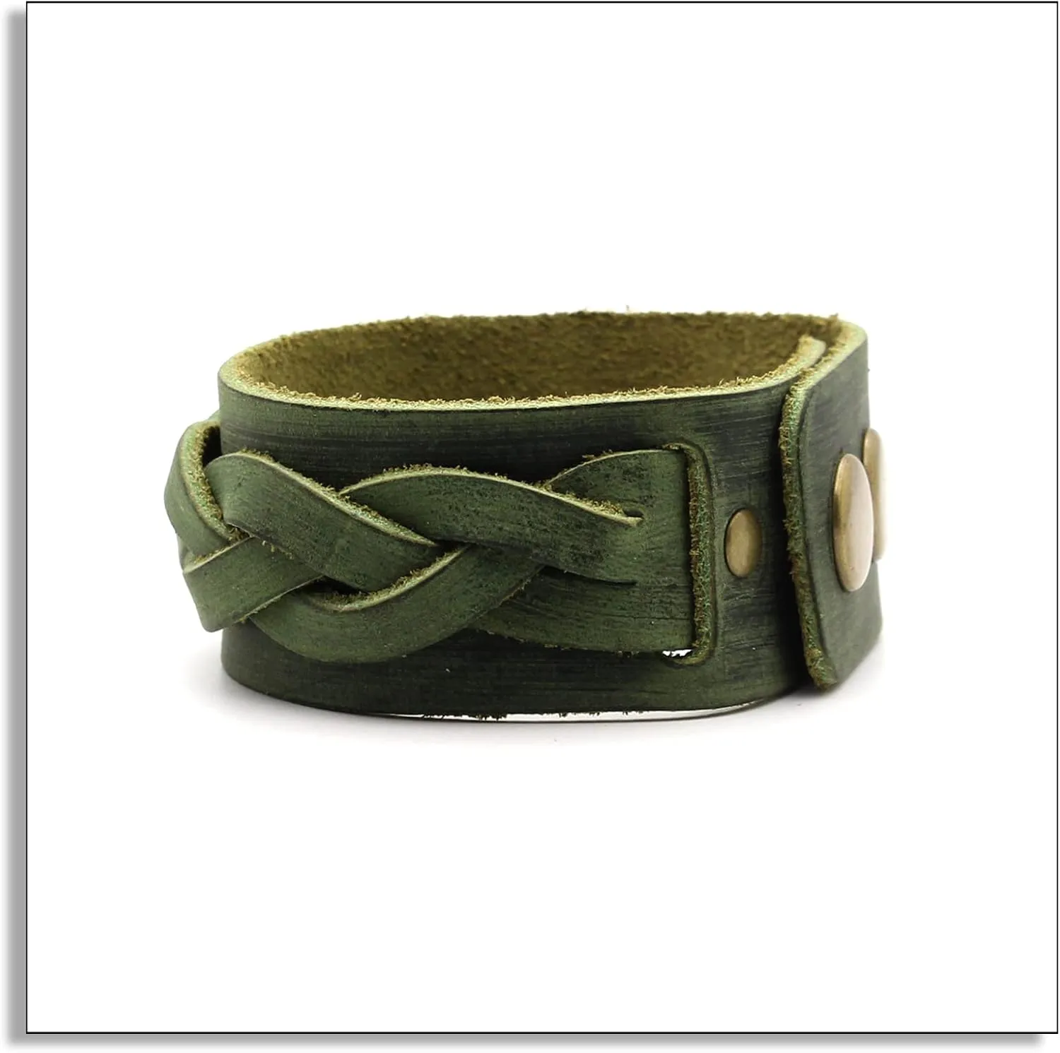 Punk Rock Braided Wide Leather Bracelet Adjustable Cuff Bracelet