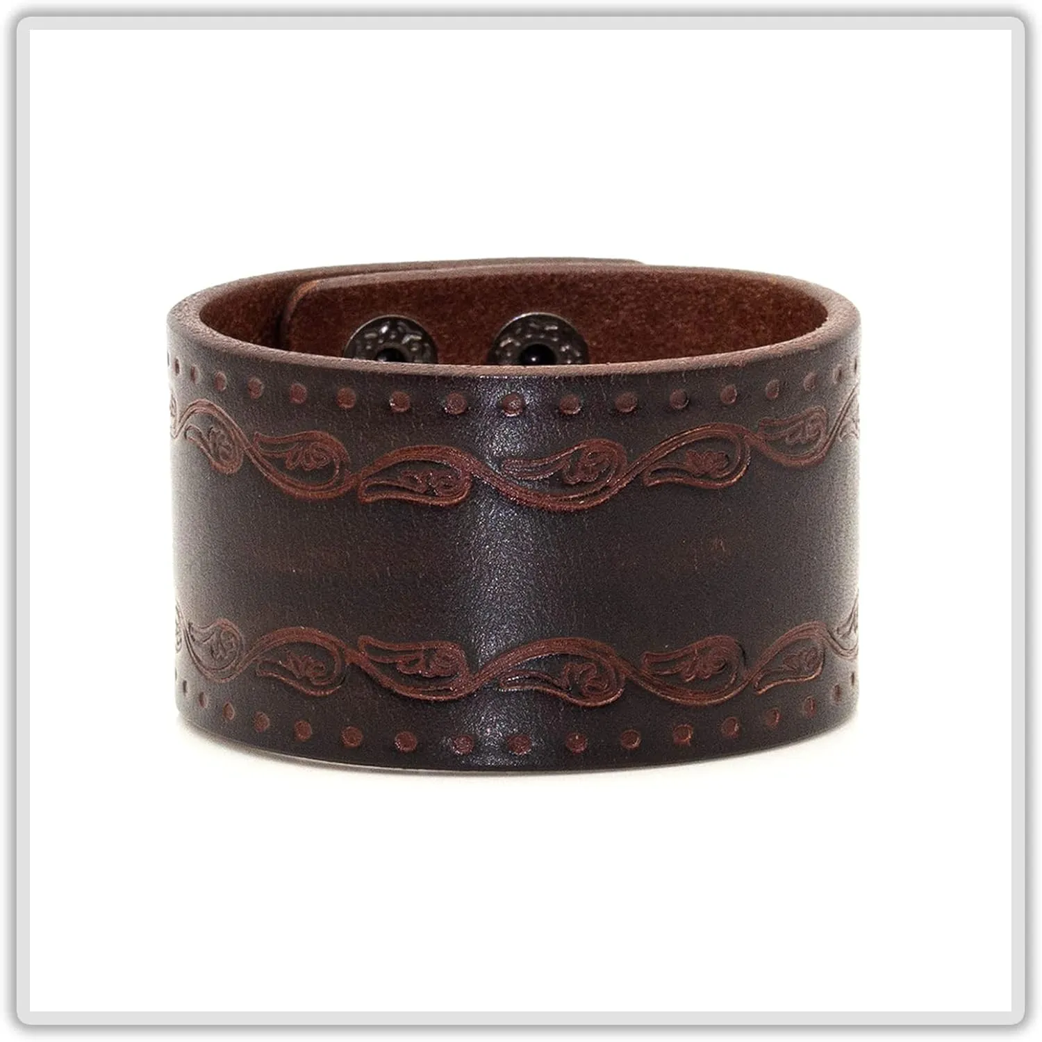 Punk Vintage Alloy Wide Wristband Print Leather Cuff Bracelet