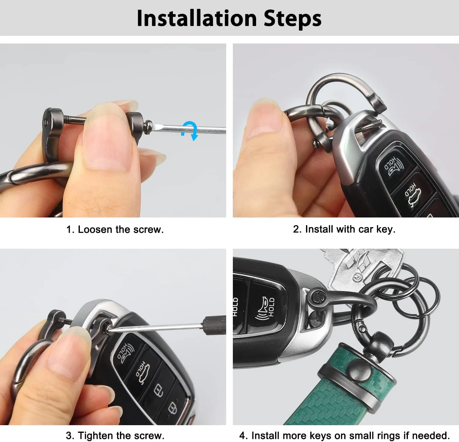 QBUC Carbon Fiber Style Car Key Chain Microfiber Leather Key Fob Keychains for Men Women with 360-degree Rotatable Swivel, Anti-Lost D-Ring, 2 Keyrings (Green)