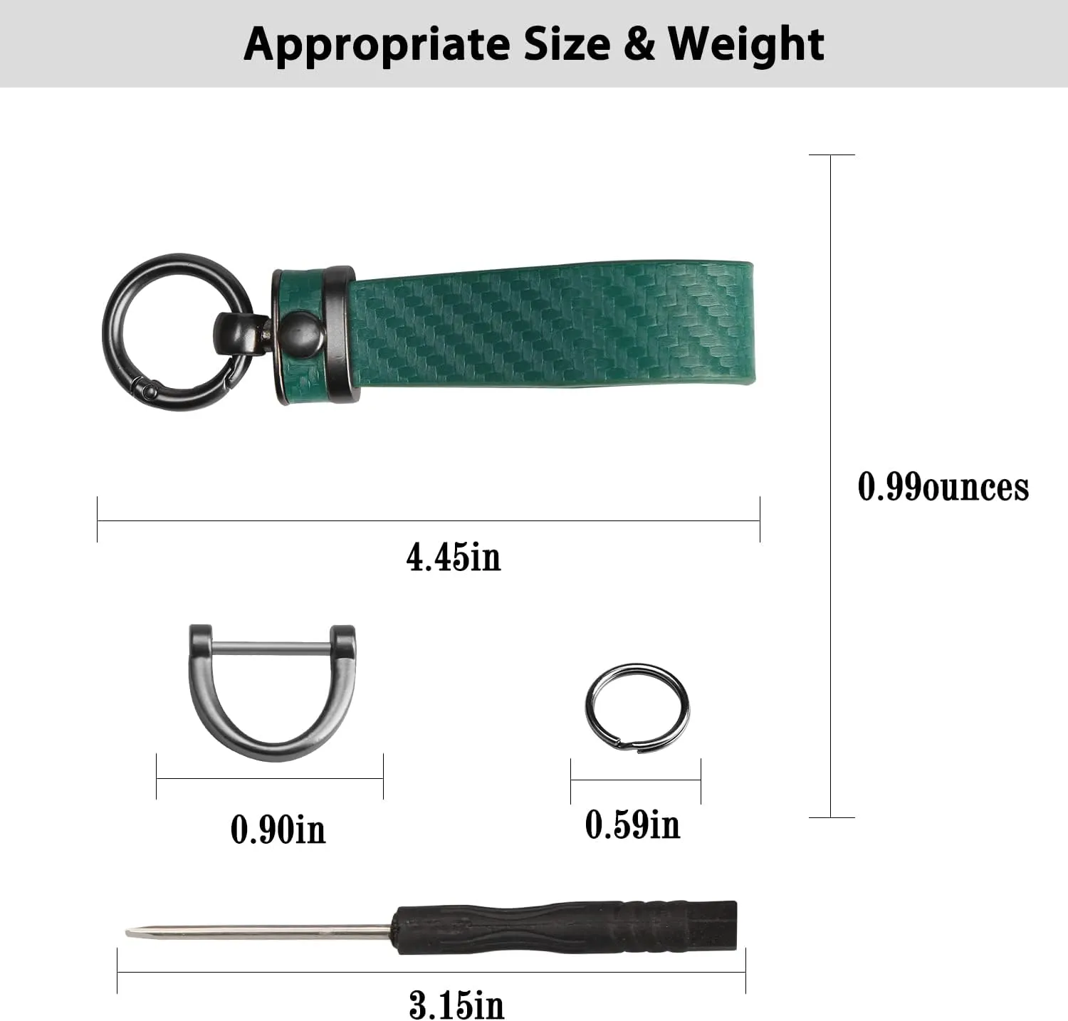 QBUC Carbon Fiber Style Car Key Chain Microfiber Leather Key Fob Keychains for Men Women with 360-degree Rotatable Swivel, Anti-Lost D-Ring, 2 Keyrings (Green)