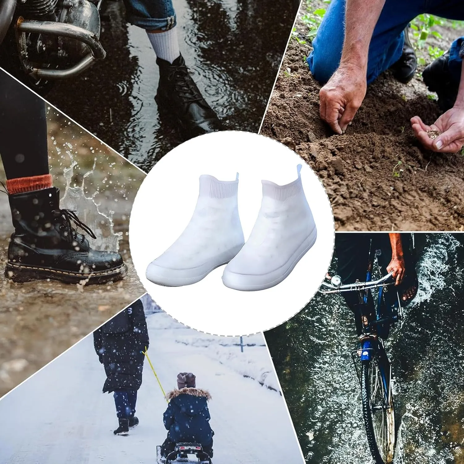 Rain Silicone Shoe Covers, Anti-Slip Wear-Resistant and Portable Waterproof Shoe Covers, for Outdoor Home Travel Rain Boots