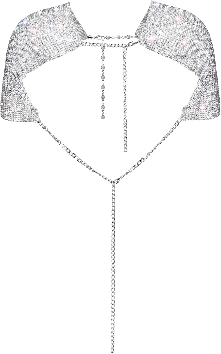 REEMONDE Rhinestones Shoulder Cape Sparkly Shawl Wraps Evening Capes Metallic Capelet Shrug for Bridal Party Evening Dresses