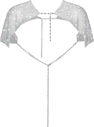 REEMONDE Rhinestones Shoulder Cape Sparkly Shawl Wraps Evening Capes Metallic Capelet Shrug for Bridal Party Evening Dresses