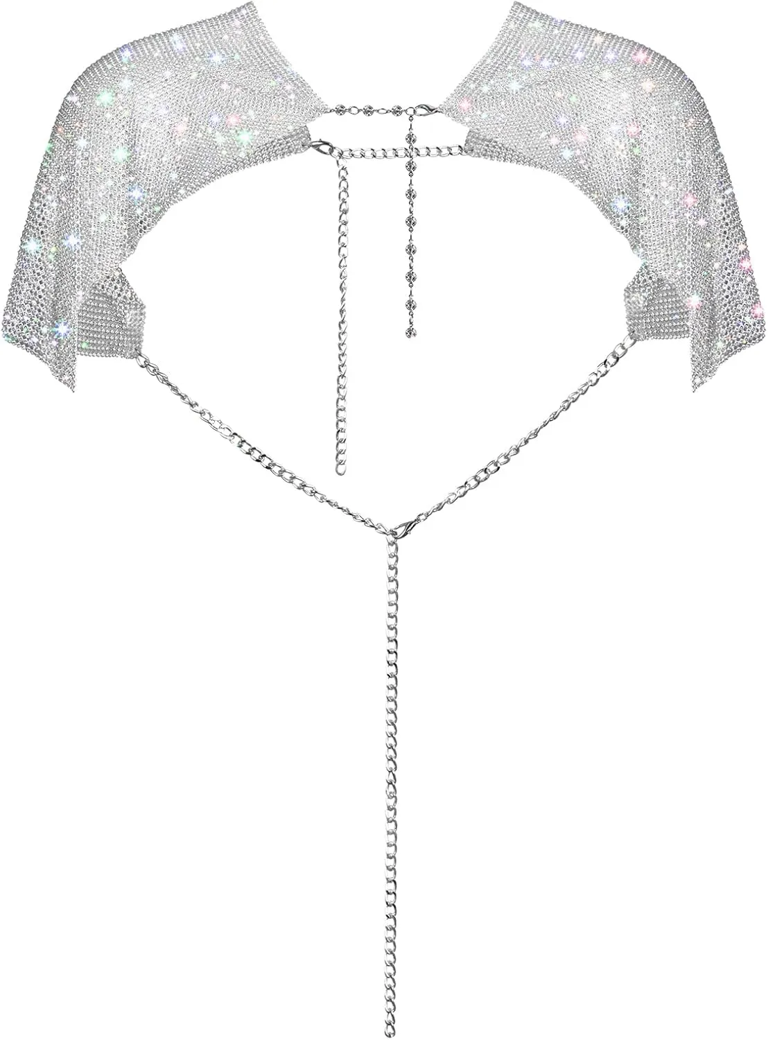 REEMONDE Rhinestones Shoulder Cape Sparkly Shawl Wraps Evening Capes Metallic Capelet Shrug for Bridal Party Evening Dresses