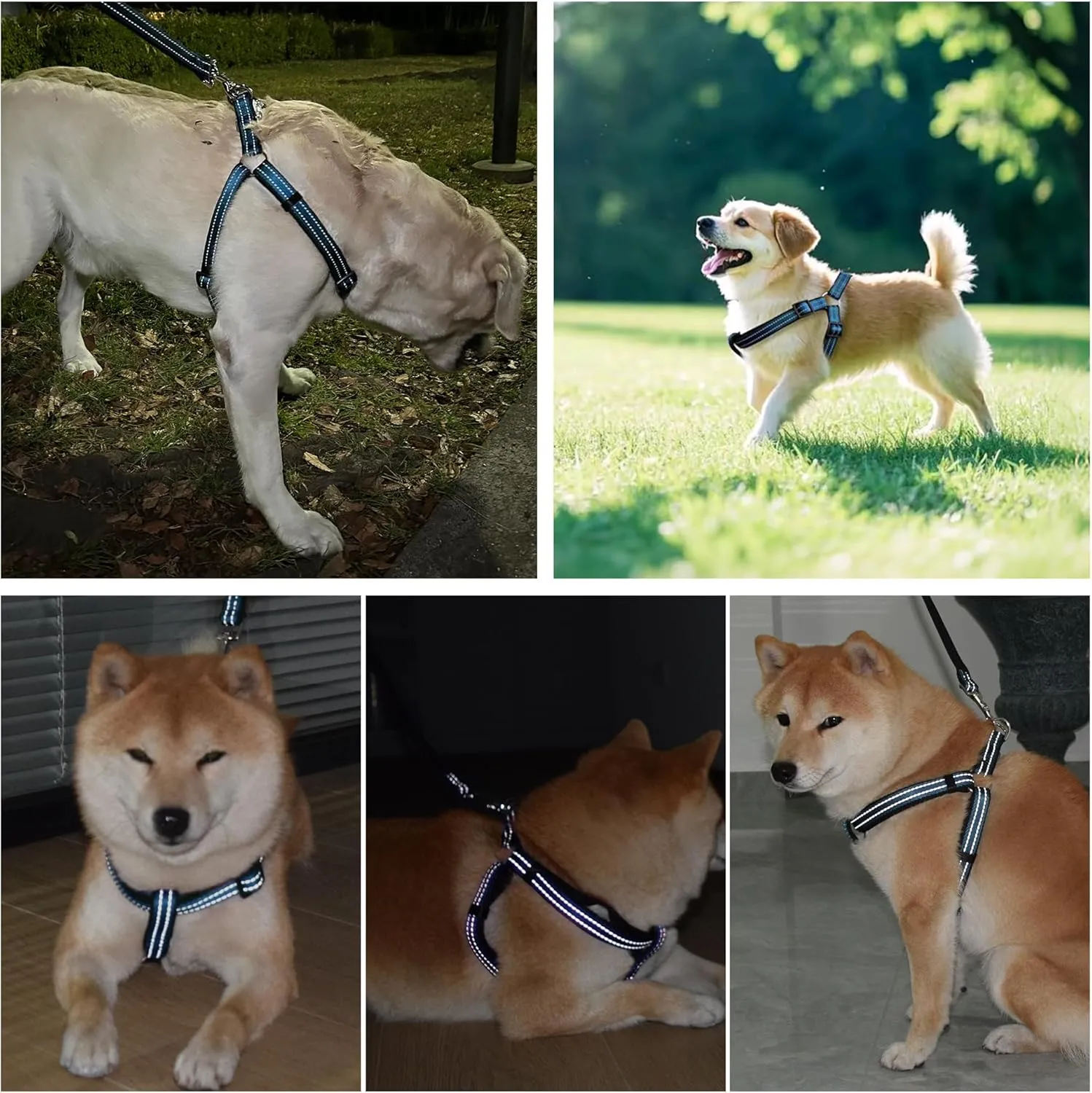 Reflective Dog Harness, No Pull Harness for Small Sized Dog, Quick Release Buckle Puppy Harness for Walk, Run, Training, Double D-Ring Step in Dog Harness for Dog Girls and Boy, Midnight Blue