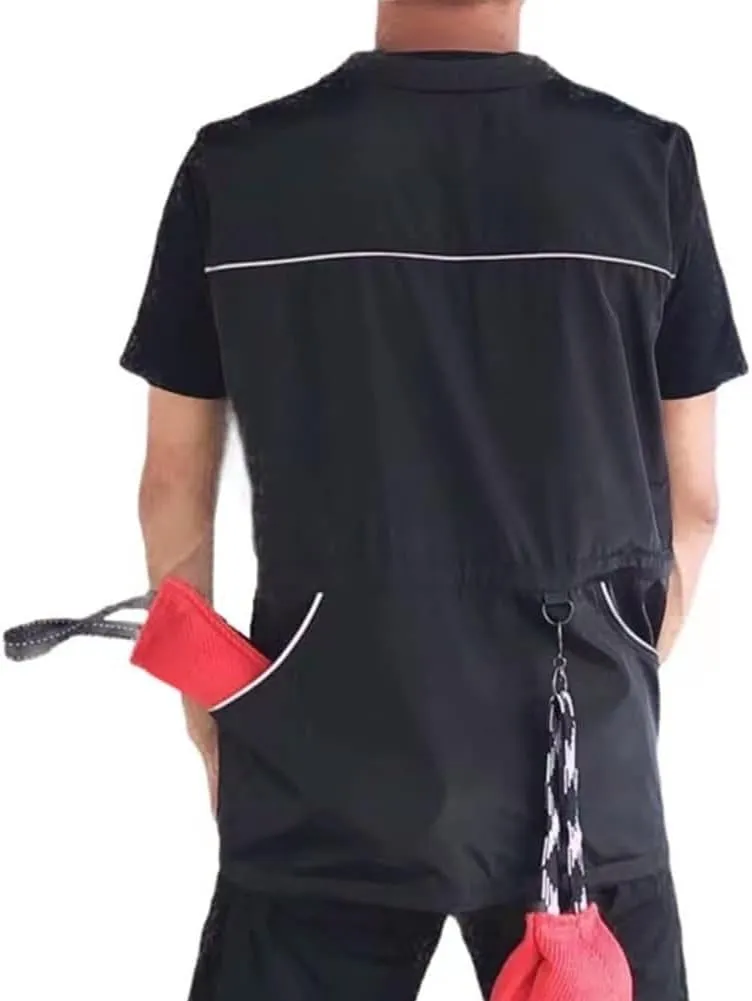 Reflective Dog Trainer Jacket with Multi Pockets Adjustable Waist Drawstring Handler Training Clothes M