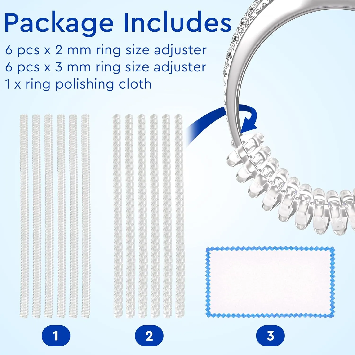 Ring Sizer Adjuster for Loose Rings - 12 Pack, Guards, Spacers & Tighteners, Fits Bands Up to 6mm, Reduces Size by 0.5-1.5, Invisible Design for Women & Men by 5 STARS UNITED