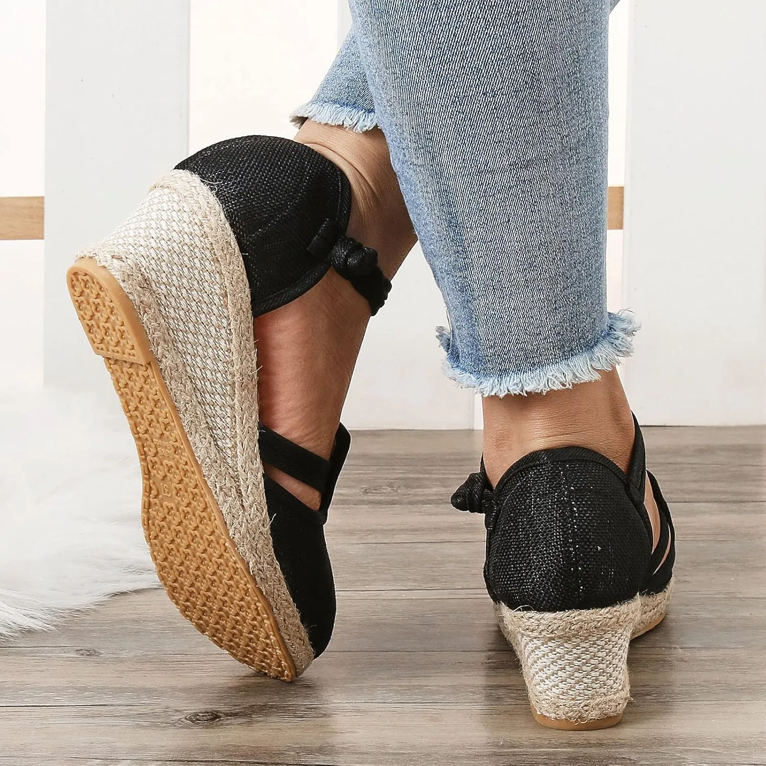 Sandals for Women Dressy Summer Women's Ankle Strap Closed Toe Espadrille Wedge Sandals Adjustable Ankle Strap Wedges Casual & Dressy Summer Shoes