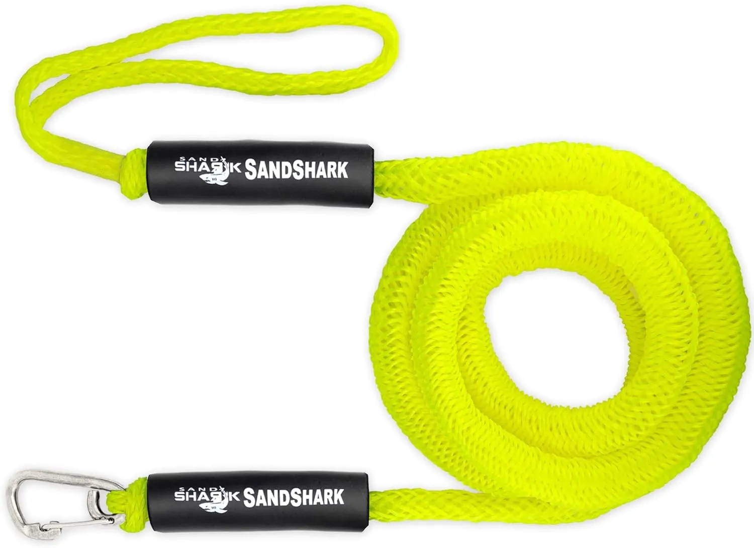 SandShark Premium Anchor Bungee Dock Line. Boat Accessories Anchor Line Absorbs Shock to Anchors and Docks w/Stainless Steel Clip - Neon Green - 7-14ft