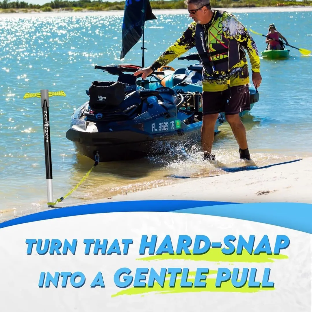 SandShark Premium Anchor Bungee Dock Line. Boat Accessories Anchor Line Absorbs Shock to Anchors and Docks w/Stainless Steel Clip - Neon Green - 7-14ft