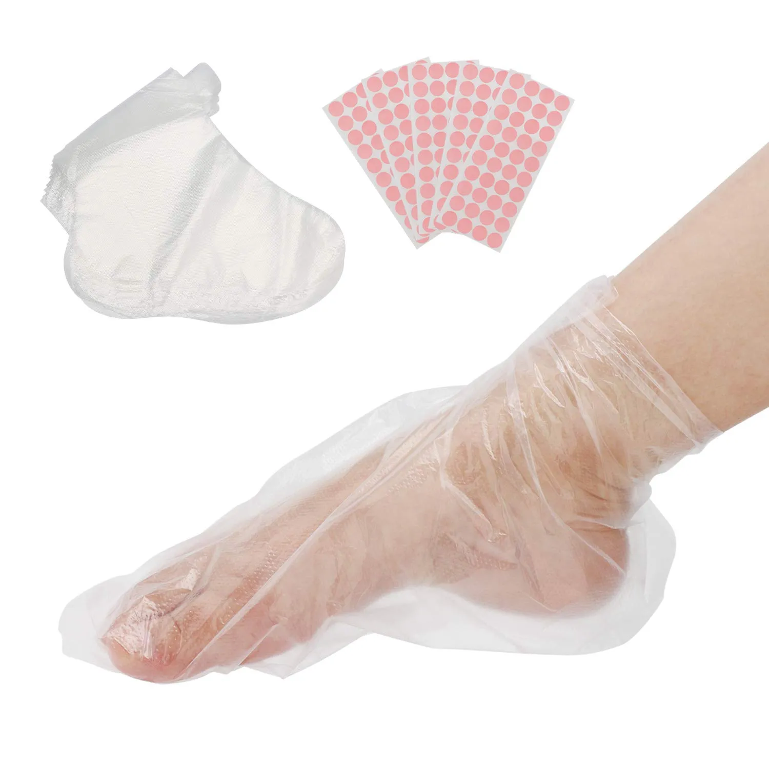 Segbeauty Paraffin Bath Liners for Foot, 200 Counts Plastic Foot Covers, Booties for Feet Thermal Foot Liners, Foot Protectors with 200 Stickers for Snug Closure, Wax thera-py Foot Bags