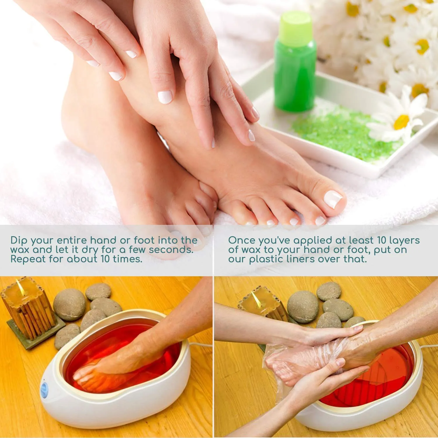 Segbeauty Paraffin Bath Liners for Foot, 200 Counts Plastic Foot Covers, Booties for Feet Thermal Foot Liners, Foot Protectors with 200 Stickers for Snug Closure, Wax thera-py Foot Bags