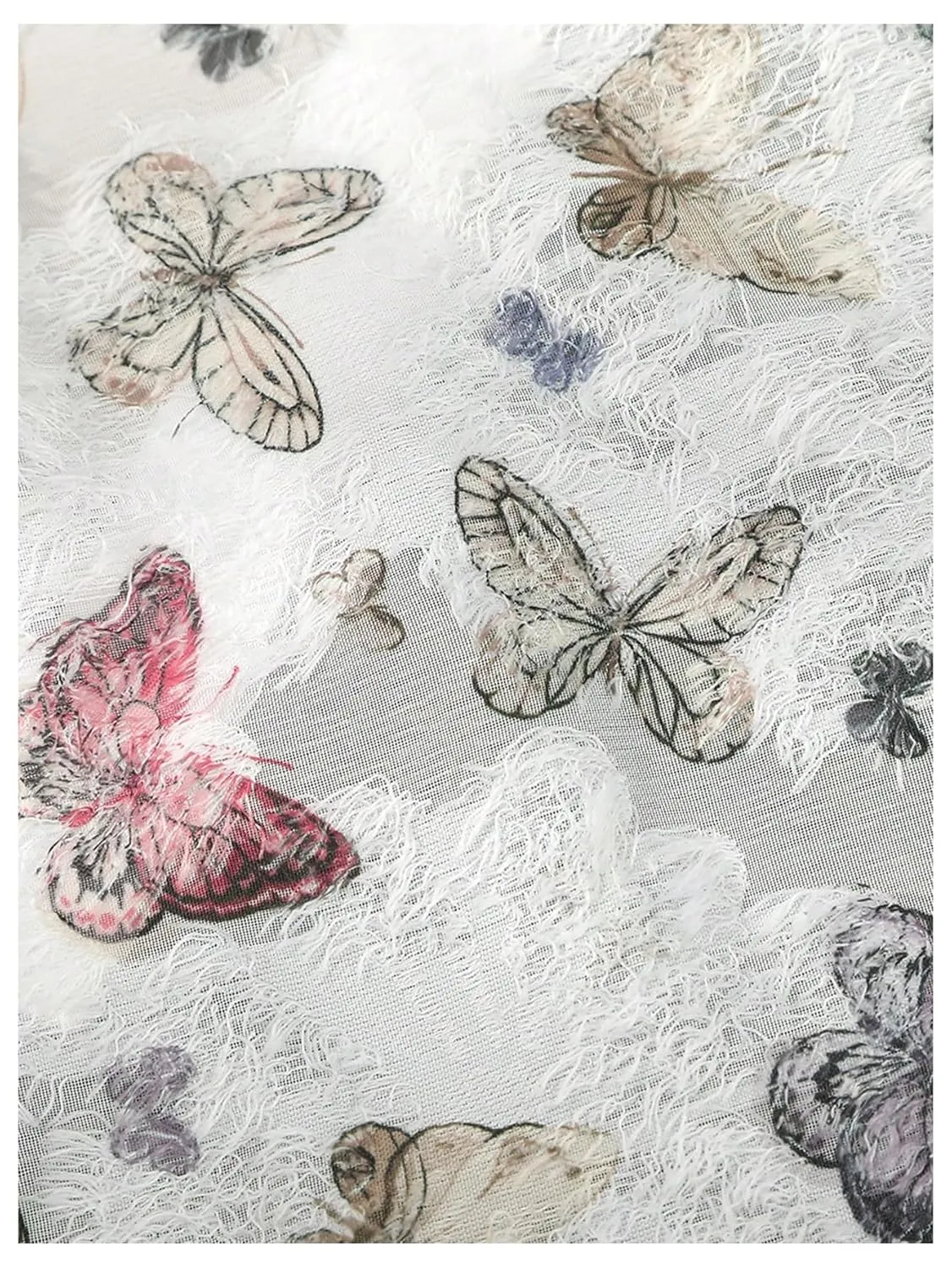 SHENHE Women's Hair Bandana Tie Back Triangle Hair Kerchief Headband Head Scarf Butterfly Print White One-Size
