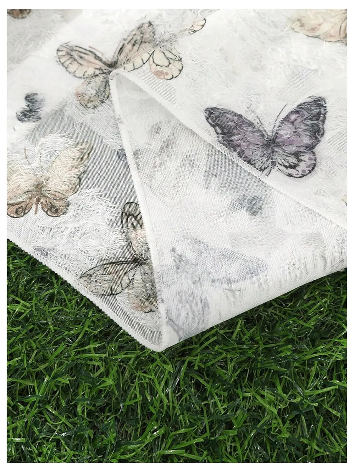 SHENHE Women's Hair Bandana Tie Back Triangle Hair Kerchief Headband Head Scarf Butterfly Print White One-Size