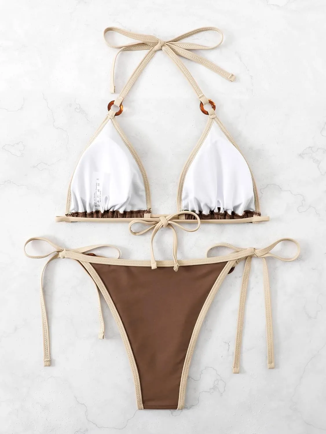 SHENHE Women's Sexy Bikini Sets Ring Triangle Tie Bathing Suits 2 Piece Swimsuits