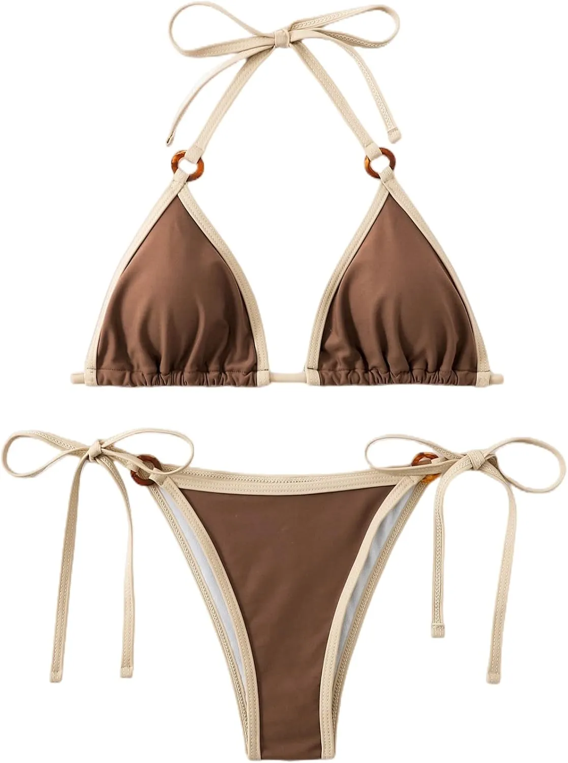 SHENHE Women's Sexy Bikini Sets Ring Triangle Tie Bathing Suits 2 Piece Swimsuits