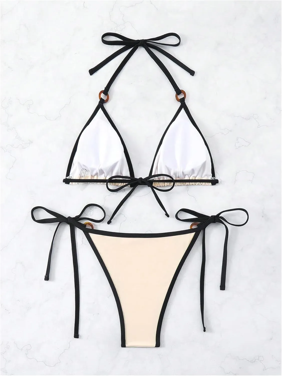 SHENHE Women's Sexy Bikini Sets Ring Triangle Tie Bathing Suits 2 Piece Swimsuits