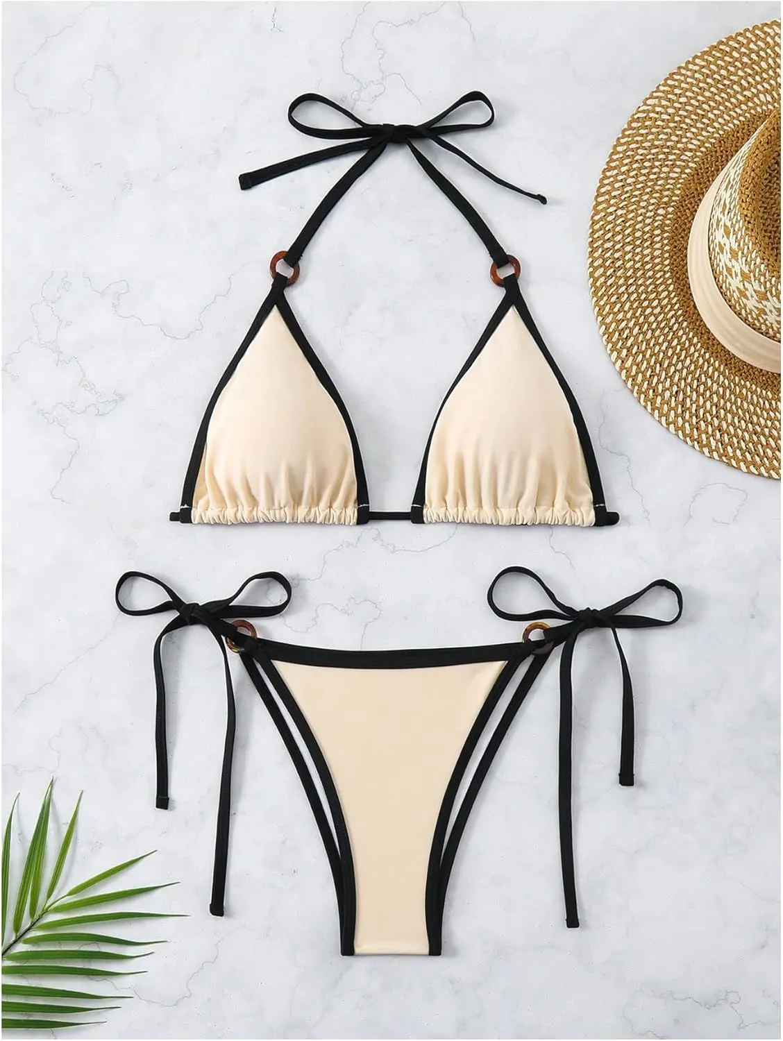 SHENHE Women's Sexy Bikini Sets Ring Triangle Tie Bathing Suits 2 Piece Swimsuits