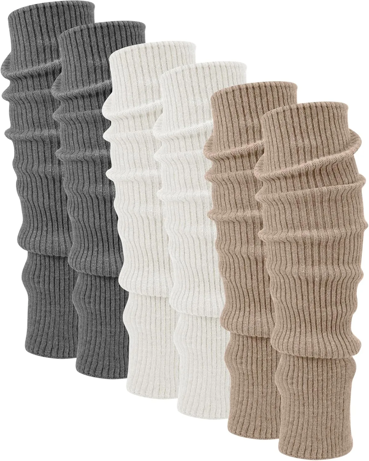 Shihanee 3 Pairs Cashmere Leg Warmers Women Soft Warmer Wool Winter Stockings Knit Long Leg Warmers Indoor Outdoor