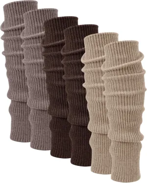 Shihanee 3 Pairs Cashmere Leg Warmers Women Soft Warmer Wool Winter Stockings Knit Long Leg Warmers Indoor Outdoor