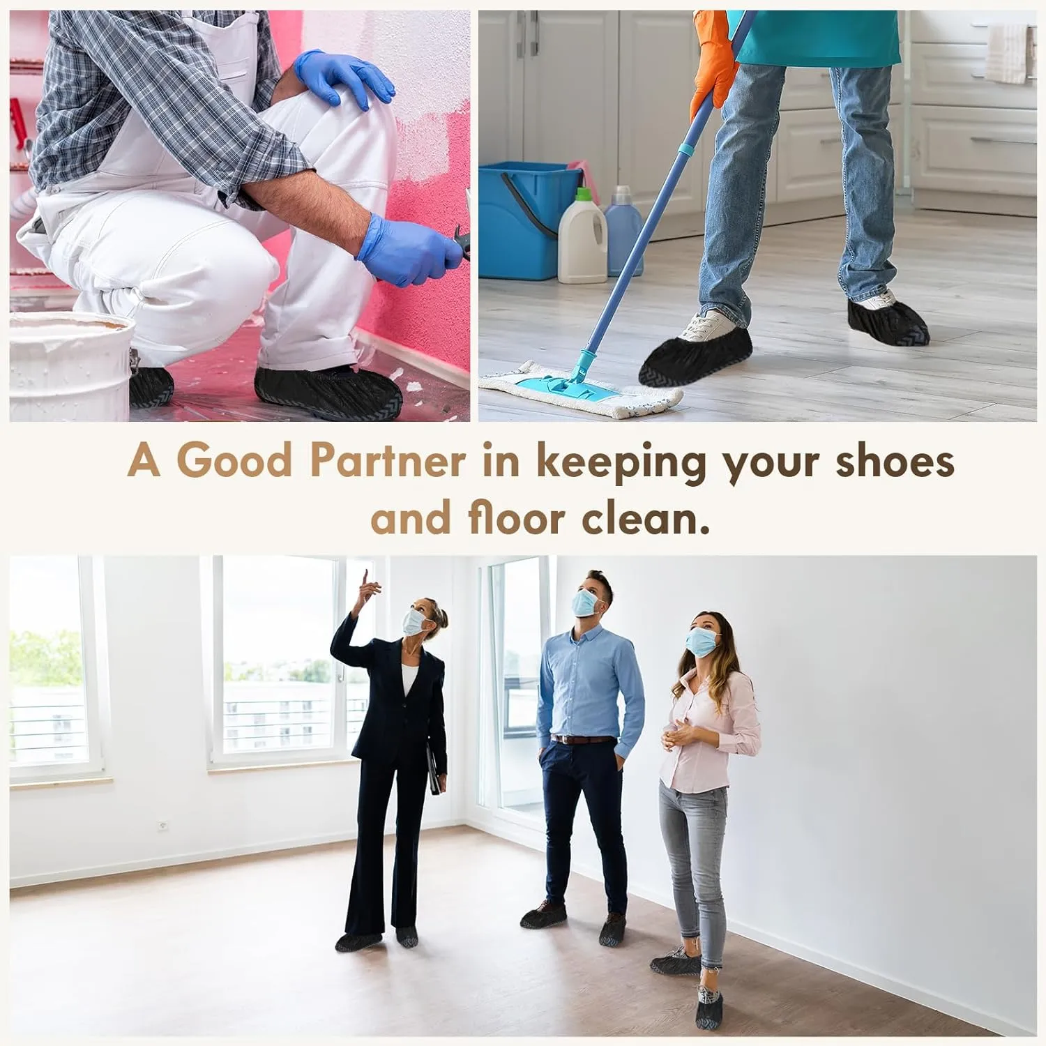 Shoe Booties Disposable Non Slip,Recyclable Shoe Covers Disposable Non Slip for Indoors, Fits Up To 11 US Men and 13 US Women Size,Recyclable Non-Woven Fabric