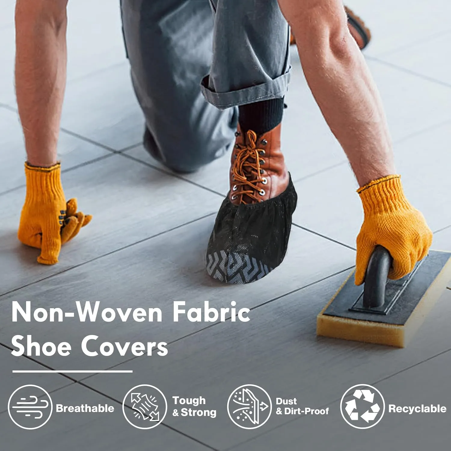 Shoe Booties Disposable Non Slip,Recyclable Shoe Covers Disposable Non Slip for Indoors, Fits Up To 11 US Men and 13 US Women Size,Recyclable Non-Woven Fabric