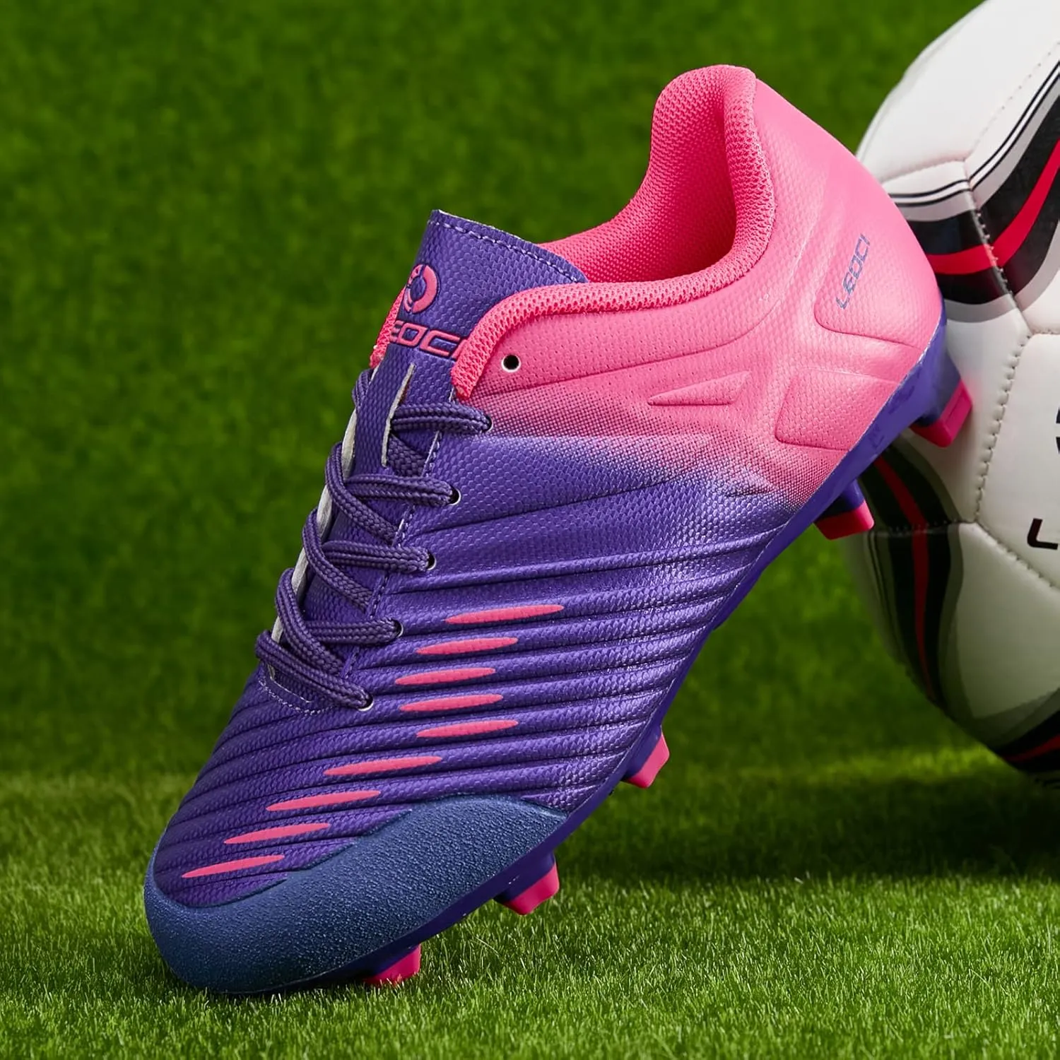 Soccer Shoes for Boys Pink Soccer Cleats Breathable Athletic Toddler Black Football Boots for Outdoor Indoor Soccer Shoes for Girls AG/FG
