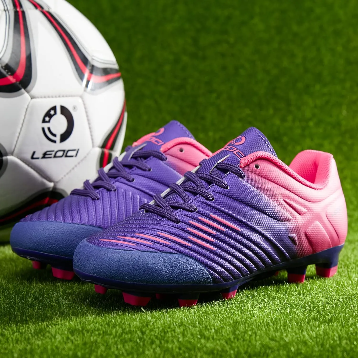 Soccer Shoes for Boys Pink Soccer Cleats Breathable Athletic Toddler Black Football Boots for Outdoor Indoor Soccer Shoes for Girls AG/FG