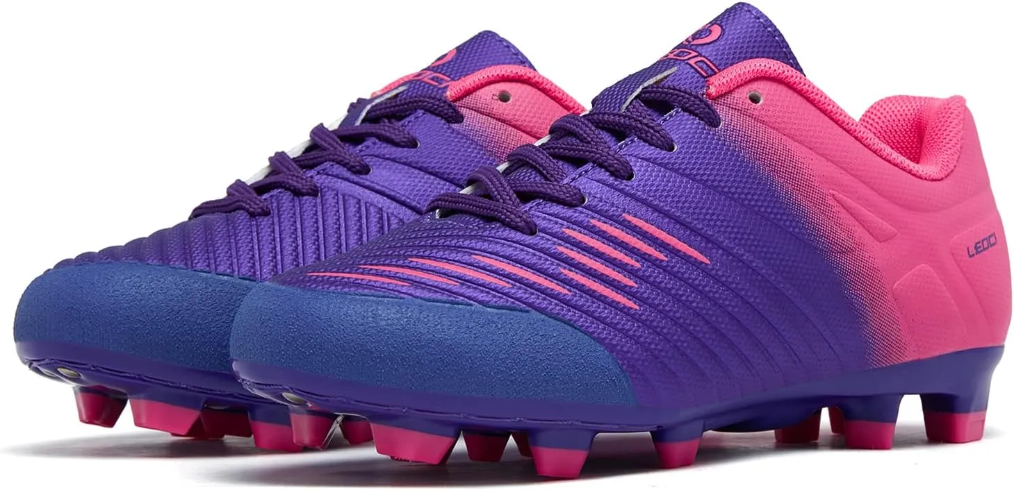 Soccer Shoes for Boys Pink Soccer Cleats Breathable Athletic Toddler Black Football Boots for Outdoor Indoor Soccer Shoes for Girls AG/FG