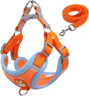 Soft Harness for Dogs,No Pull Dog Harness and Lead Set, Puppy Cat Step in Vest Harness Leash, with Reflective Strips, for Small or Medium and Large Size Dog