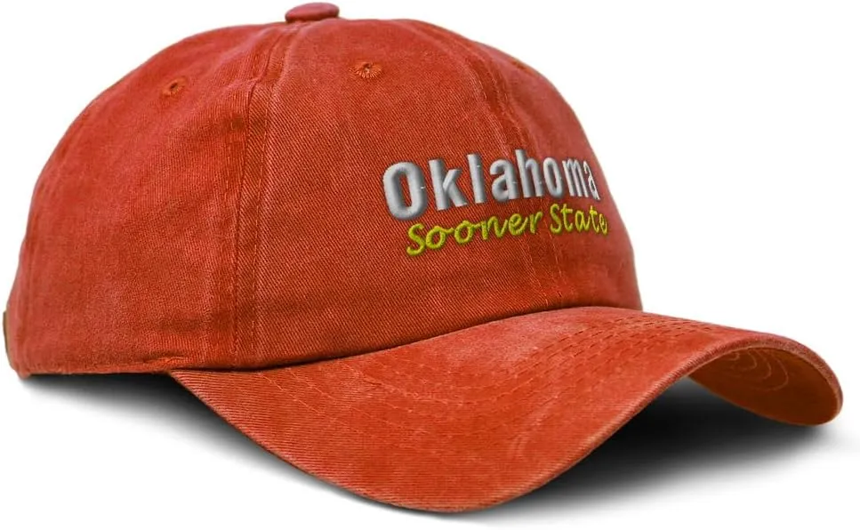 Soft Washed Baseball Cap Oklahoma Sooner State Cotton Dad Hats for Men & Women