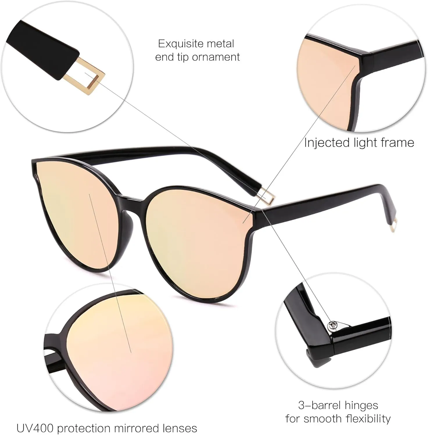 SOJOS Oversized Round Sunglasses for Women and Men