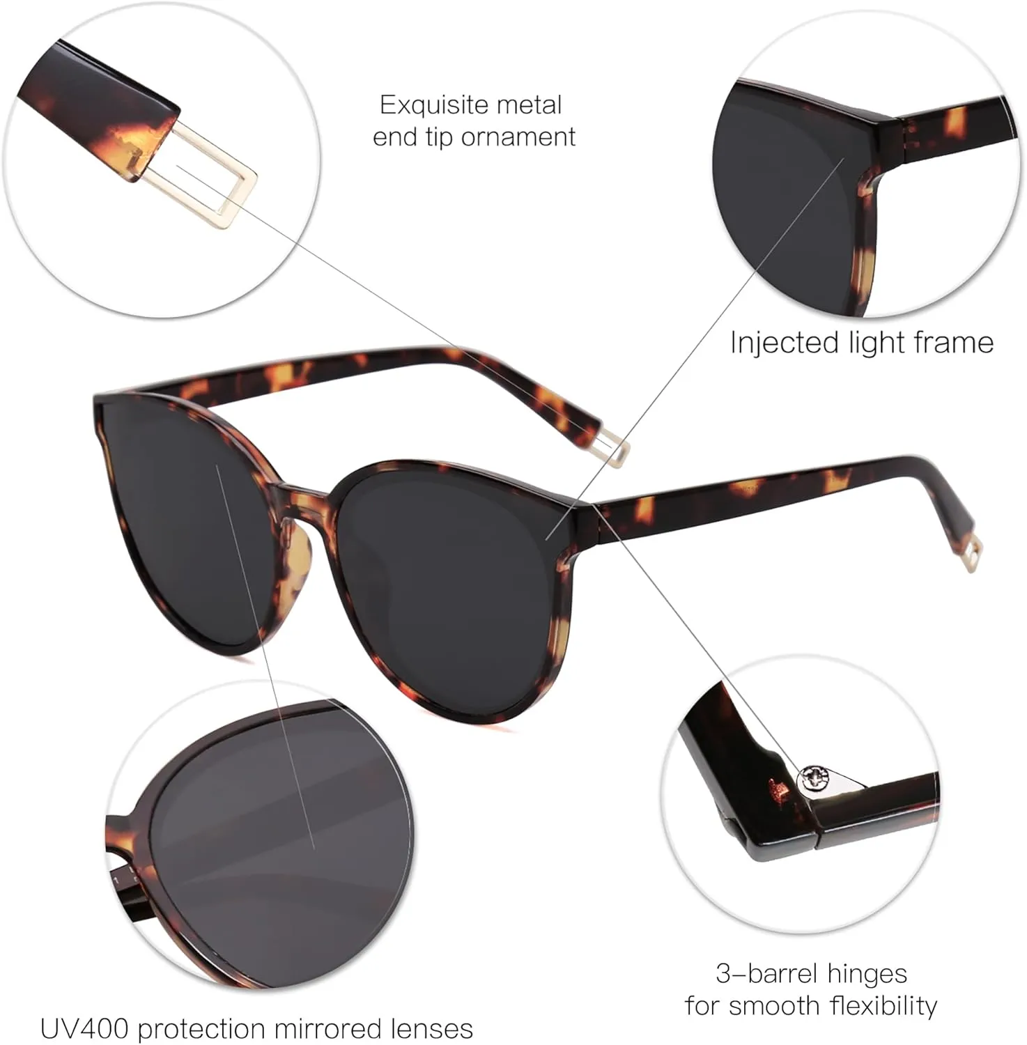 SOJOS Oversized Round Sunglasses for Women and Men