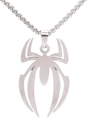 Spider Necklace For Men Women Black Silver Gold Stainless Steel Gothic Vintage Cool Punk Unqiue Superhero Pendant Necklace Halloween Jewelry Gift For Bf Gf Husband Wife Bro Sisters