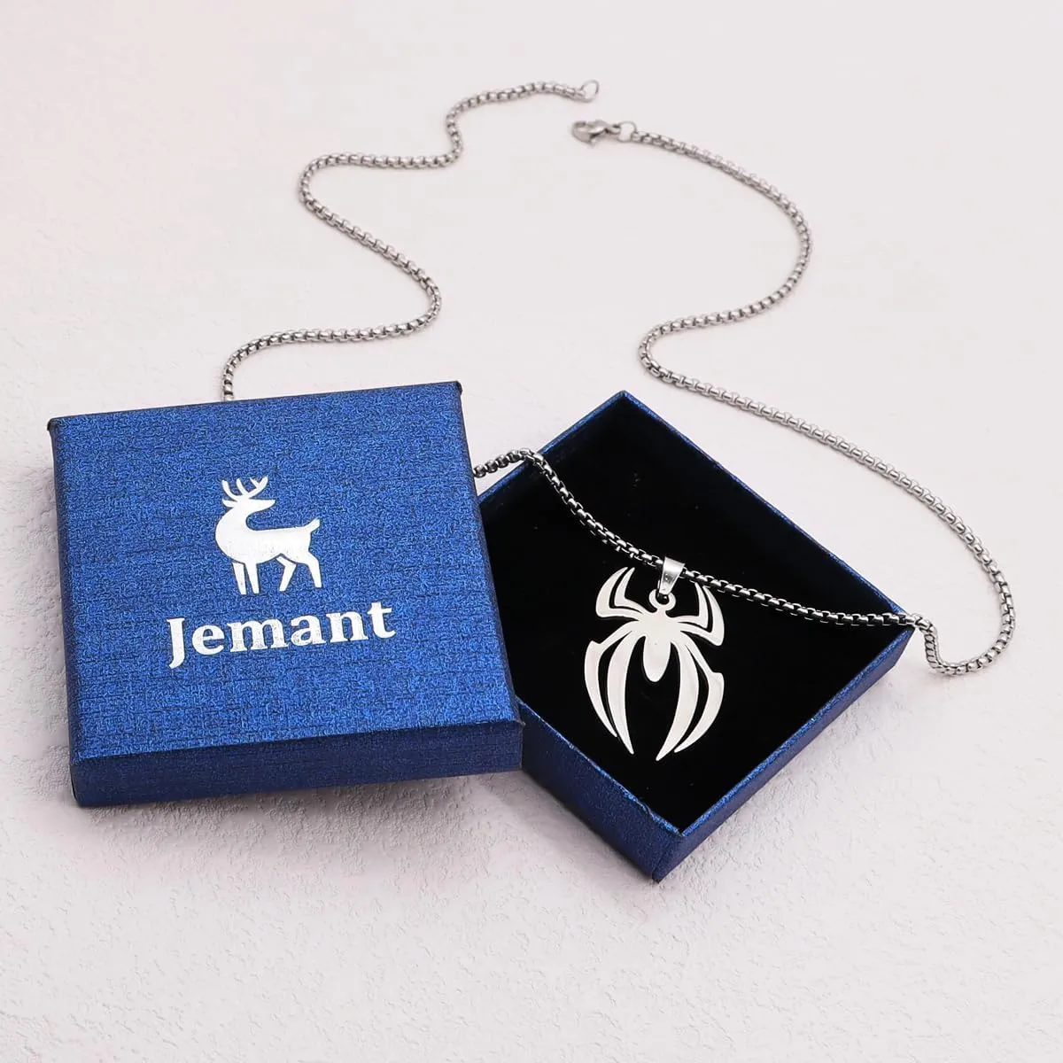 Spider Necklace For Men Women Black Silver Gold Stainless Steel Gothic Vintage Cool Punk Unqiue Superhero Pendant Necklace Halloween Jewelry Gift For Bf Gf Husband Wife Bro Sisters