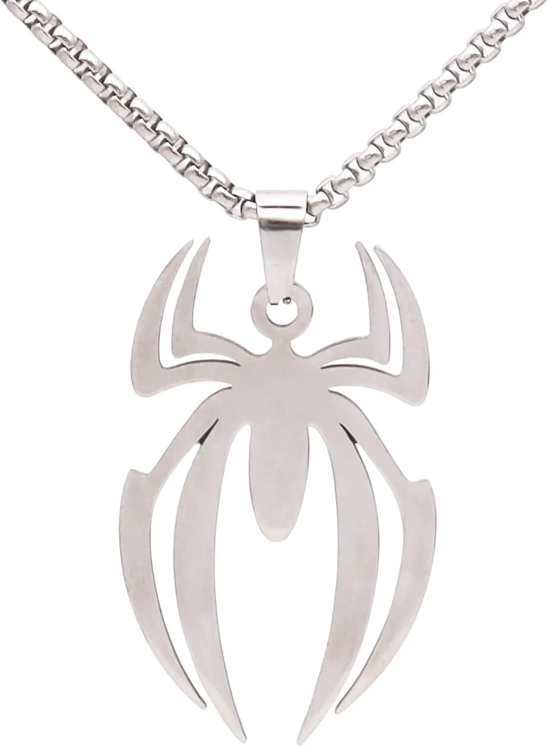Spider Necklace For Men Women Black Silver Gold Stainless Steel Gothic Vintage Cool Punk Unqiue Superhero Pendant Necklace Halloween Jewelry Gift For Bf Gf Husband Wife Bro Sisters