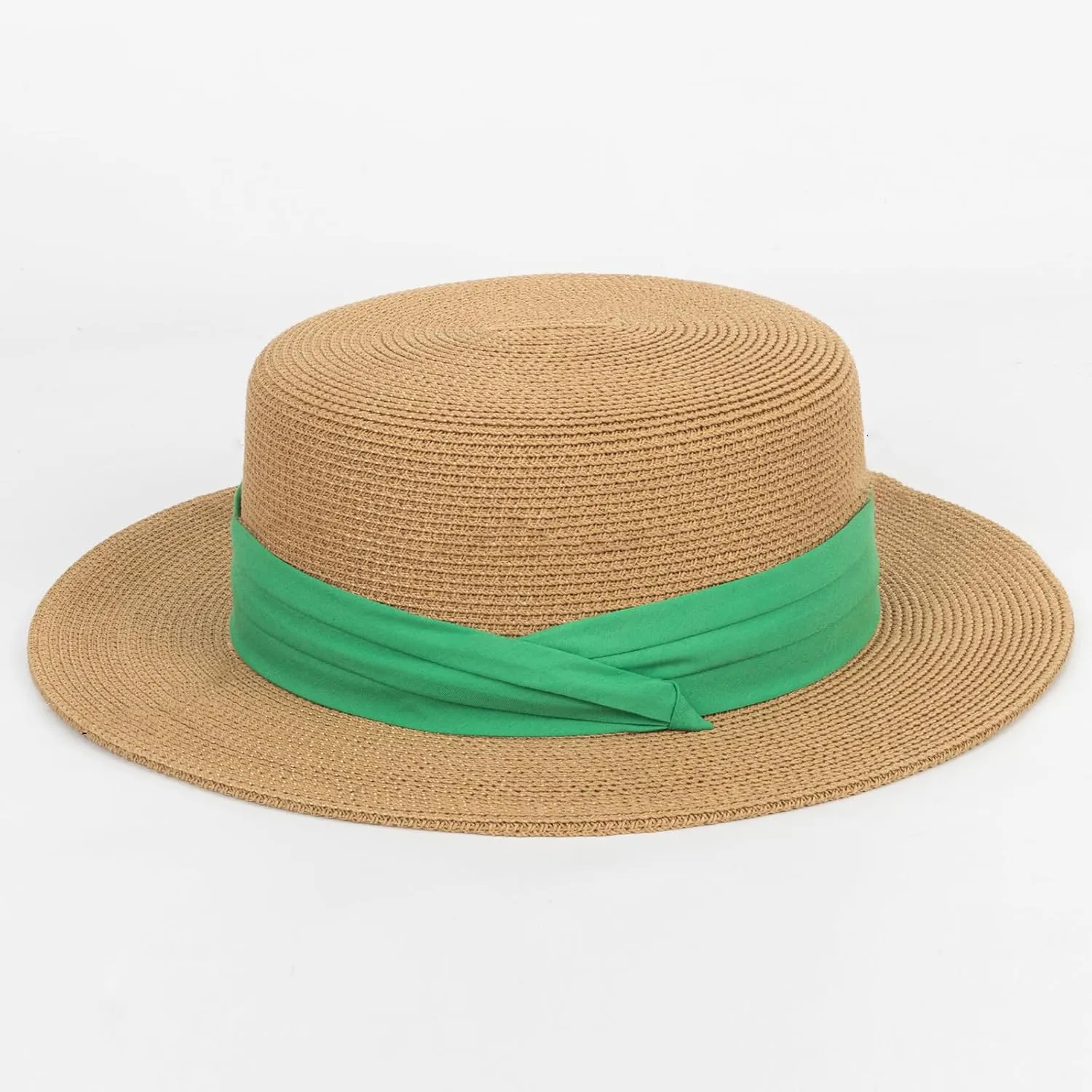 Straw Boater Summer Sun Hat - Wide Brim Fedora Panama Summer Beach Hat for Men Women(Size:Large)