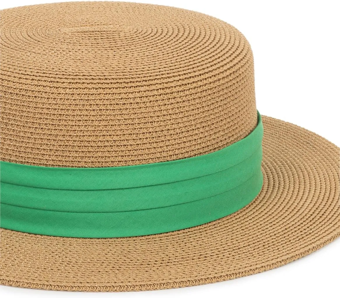 Straw Boater Summer Sun Hat - Wide Brim Fedora Panama Summer Beach Hat for Men Women(Size:Large)