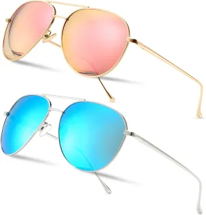 SUNGAIT Women's Lightweight Oversized Aviator Sunglasses - Mirrored Polarized Lens