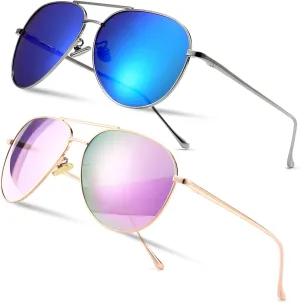 SUNGAIT Women's Lightweight Oversized Aviator Sunglasses - Mirrored Polarized Lens