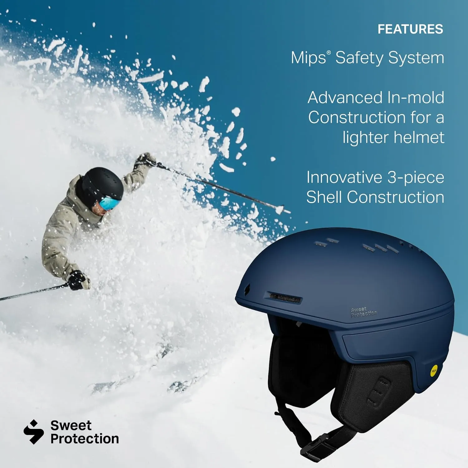 Sweet Protection Adapter MIPS Helmet  Adult Ski & Snowboard Helmet with 19 Adjustable Vents & Goggle Integration for Men & Women