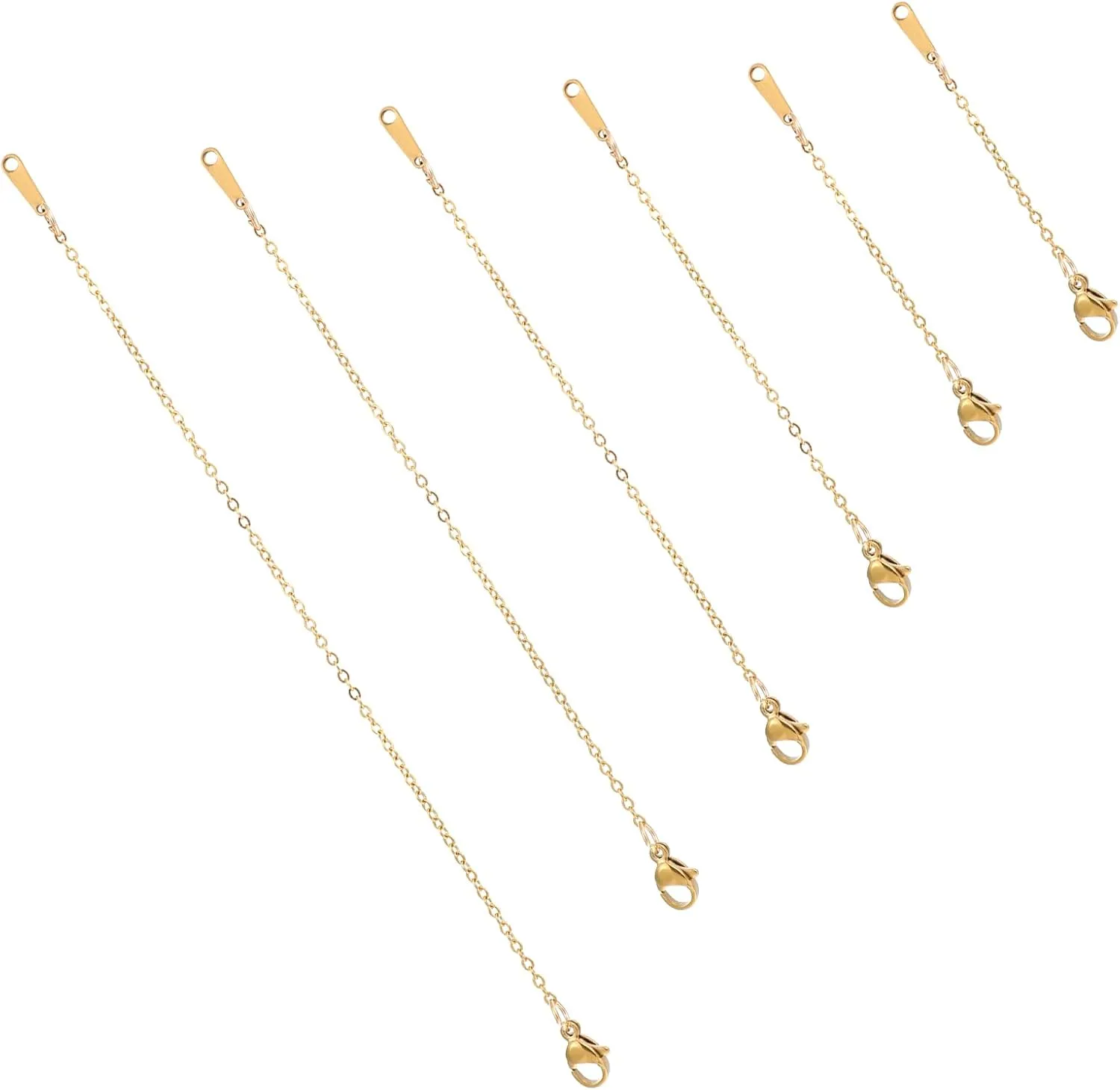 Teaaha 6 Piece Gold Necklace Extenders, Chain Extenders for Necklaces with Round Clasp, Adjustable Gold Chain Extender with Double Sided Claps for Women for Bracelets, Anklets, Jewelry Making