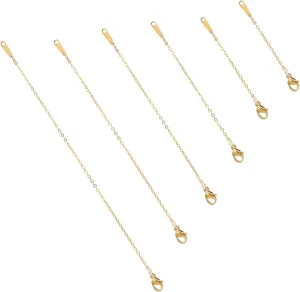 Teaaha 6 Piece Gold Necklace Extenders, Chain Extenders for Necklaces with Round Clasp, Adjustable Gold Chain Extender with Double Sided Claps for Women for Bracelets, Anklets, Jewelry Making