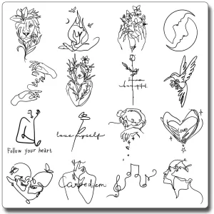 Temporary Tattoos for Women Girls - 105 Pcs Art Abstract Style Fake Tattoos, Long Lasting Minimalist Inspirational Quotes Words Adult Tattoos Stickers