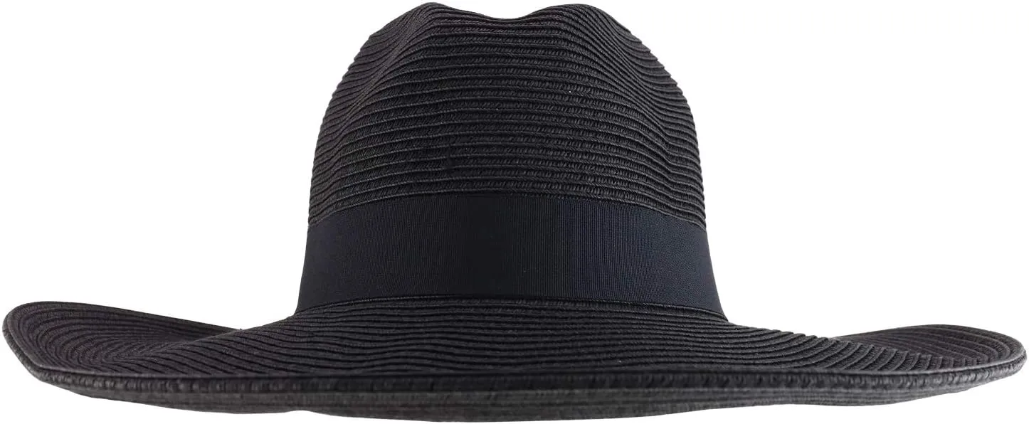 Trendy Apparel Shop Women's Fedora Crown Ribbon Band Wide Brim Sun Hat