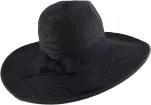 Trendy Apparel Shop Women's Fedora Crown Ribbon Band Wide Brim Sun Hat