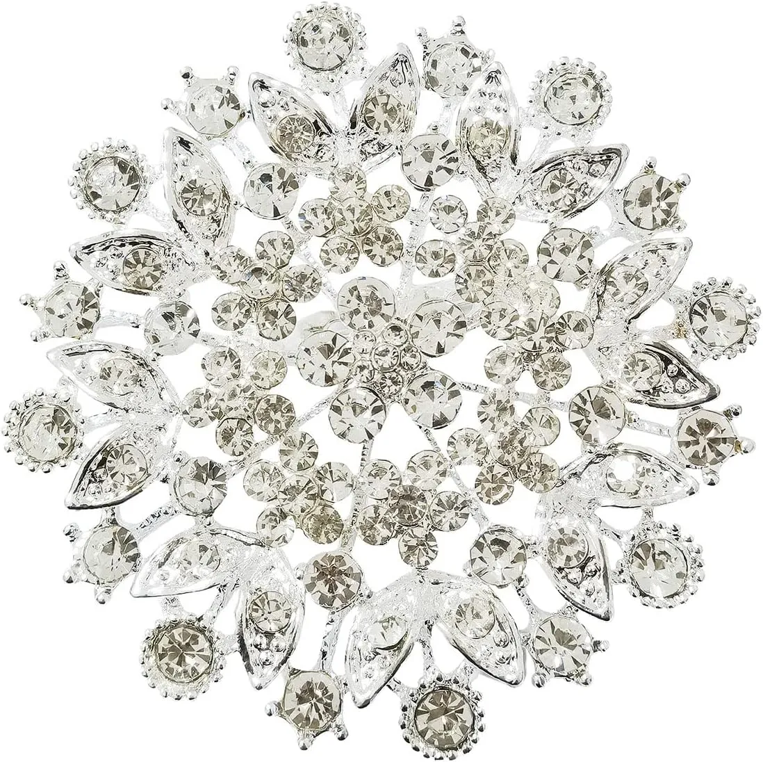 USIX Pack of 3 Floriated Round Rhinestone Crystal Brooch Pin for Dress, Suit, Sweater Embellishments, DIY Wedding Bouquet Cake Dress Corsage Boutonniere Decoration