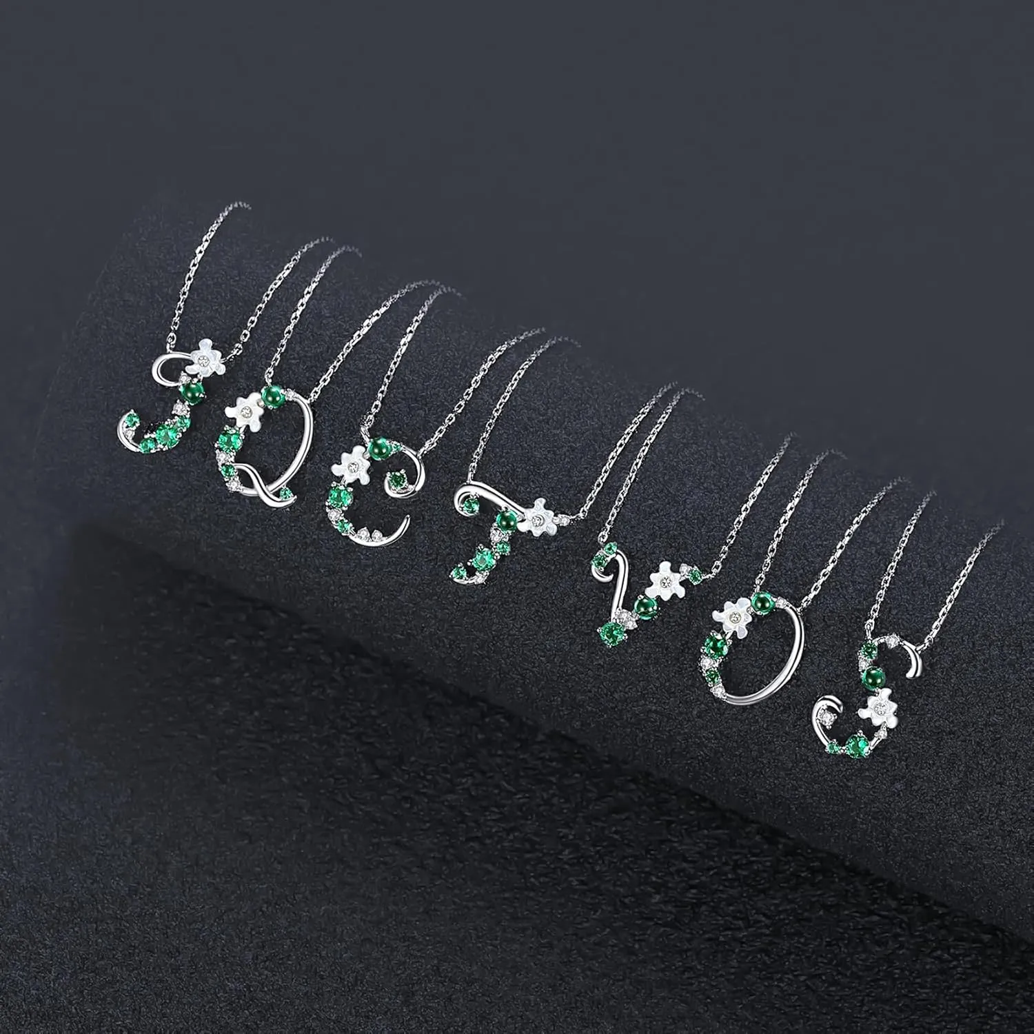 VIKI LYNN Initial Necklace for Women 925 Sterling Silver Letter A to Z Pendant Necklace with Green Cubic Zirconia Mother??s Day Anniversary Graduation Charm Jewelry Gift for Women, Mom, Wife, Friend