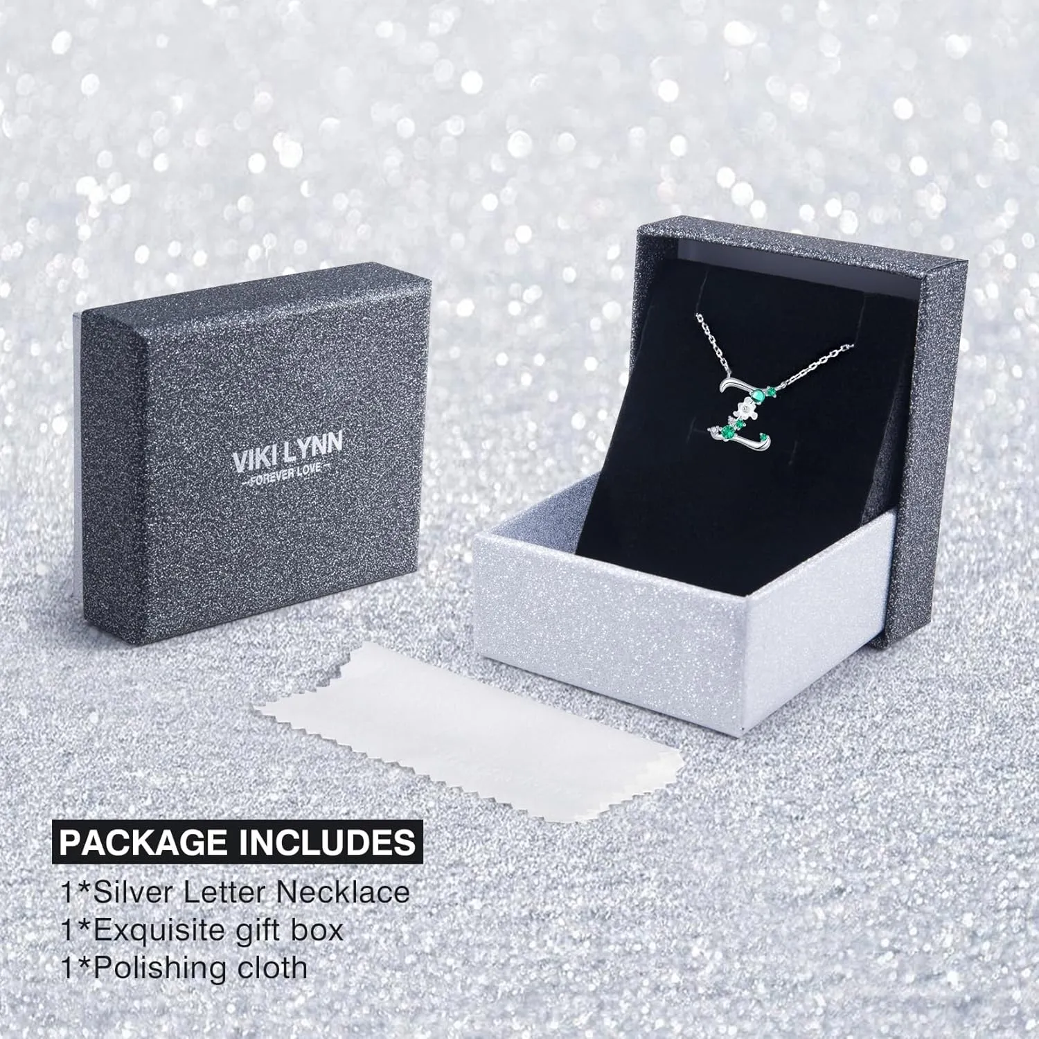 VIKI LYNN Initial Necklace for Women 925 Sterling Silver Letter A to Z Pendant Necklace with Green Cubic Zirconia Mother??s Day Anniversary Graduation Charm Jewelry Gift for Women, Mom, Wife, Friend